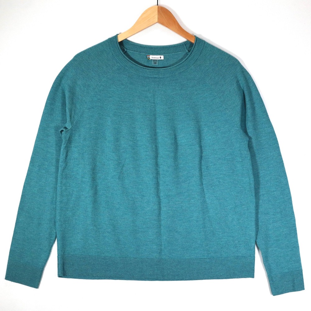 Smartwool Sweater Womens Medium Teal Merino Wool Blend Raglan Crewneck Casual